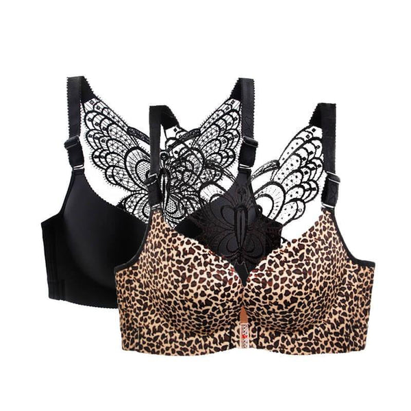 Butterfly Embroidery Front Closure Wireless Soft Bras