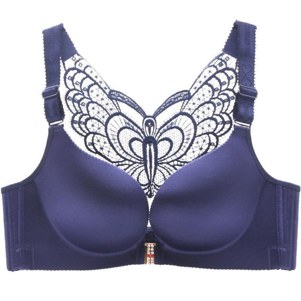 Xinhuaya Women Lingerie Butterfly Lace Brassiere Bra Front Closure Wireless  Push Up Breathable Bra 