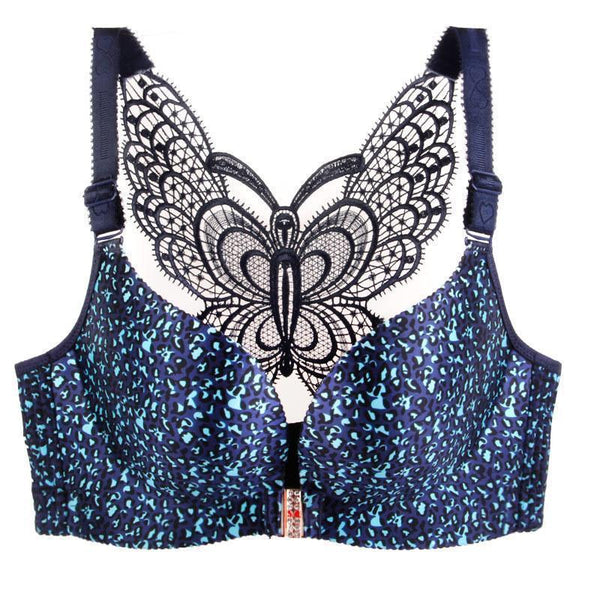 Hot-sale handmade butterfly embroidery front closure wireless bra