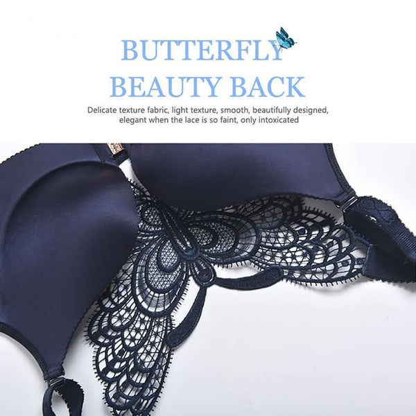Front Closure Butterfly Back Bra - Blue  Butterfly bra, Soft bra, Butterfly  embroidery